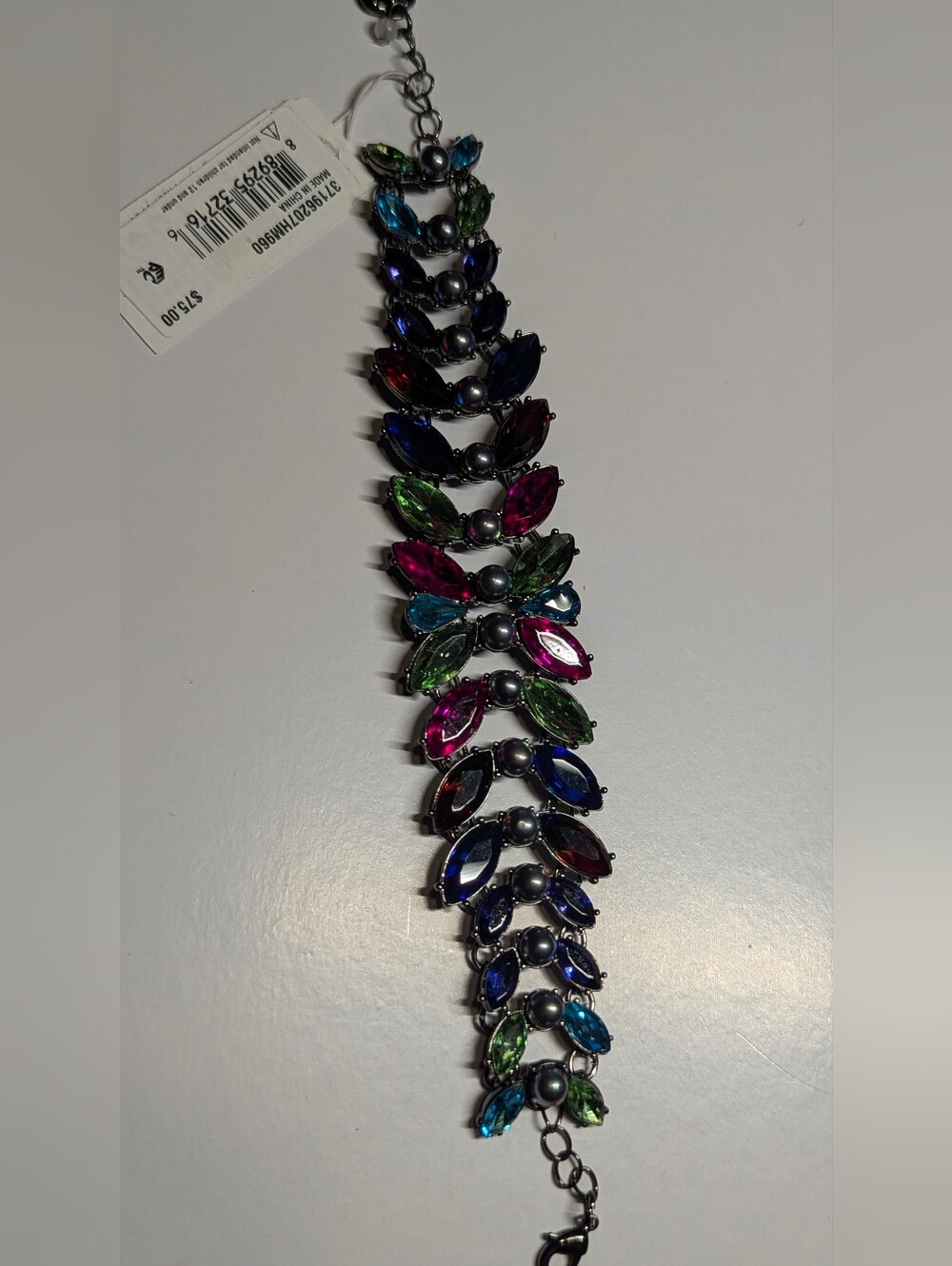 Betsey Johnson Multicolor Crystal Link Bracelet in Pink Blue Green Purple